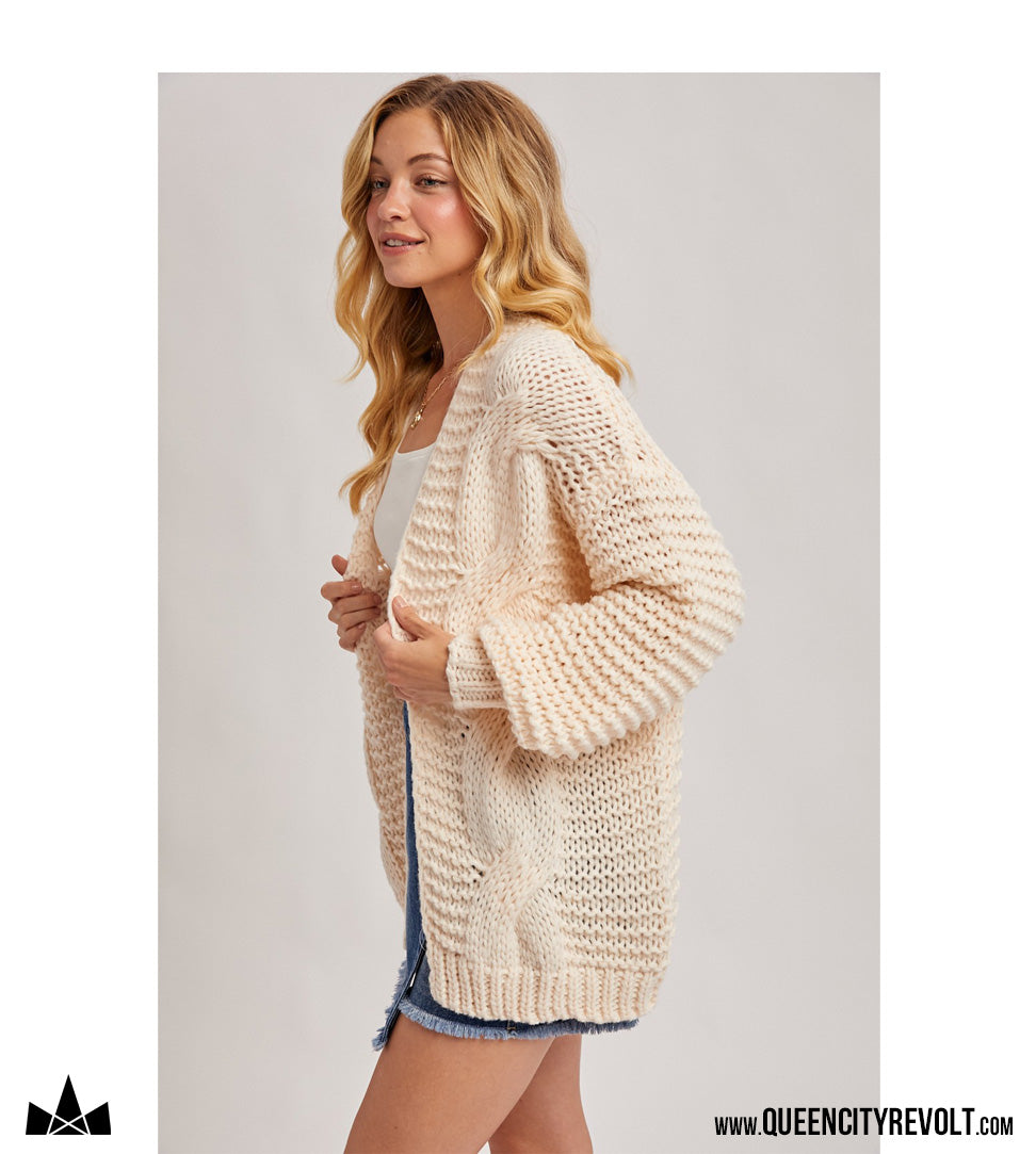 Women's Cable Knit Sweater, Ivory
