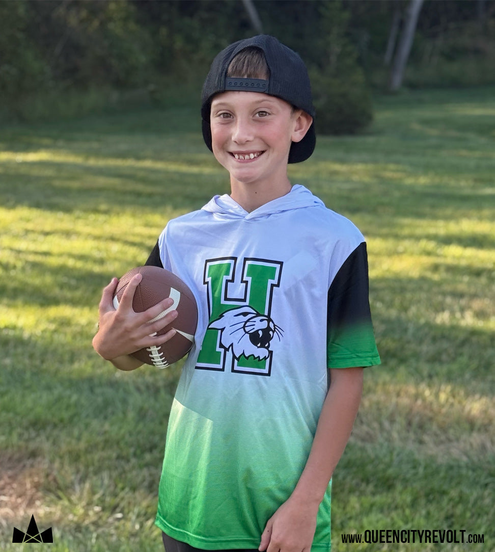 Harrison Adult Performance Short Sleeve Hoodie, Green/White