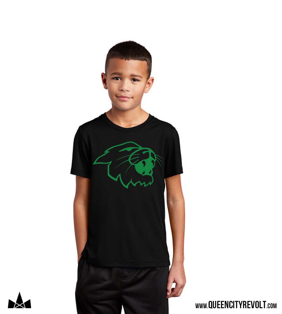 Harrison Youth Cat Head Performance Tshirt, Black