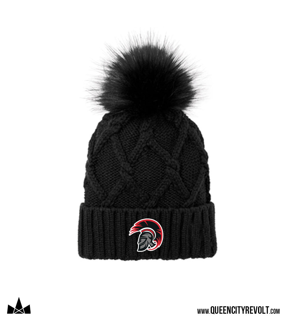 East Central Knit Pom Beanie, Black/Faux Fur
