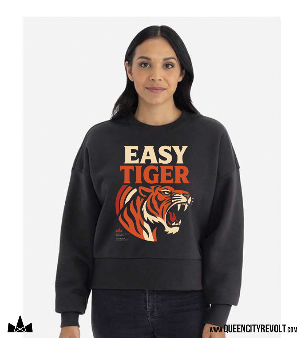 Cincinnati Football Women's Easy Tiger Crew Sweatshirt, Black