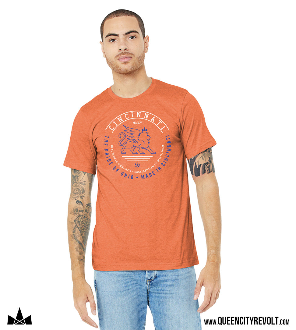 Cincinnati Soccer, Circle Crest T-Shirt, Heather Orange