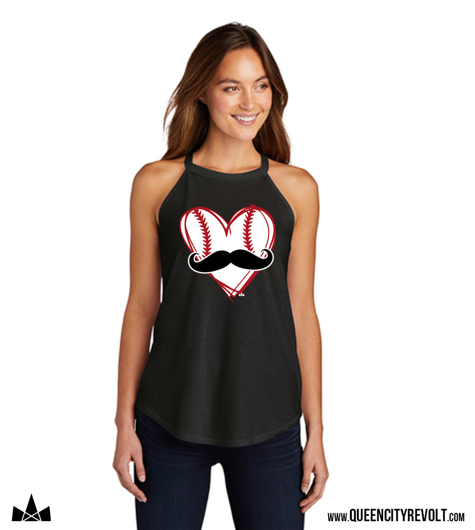 Cincinnati Baseball, Heart Mustache Tank, Black