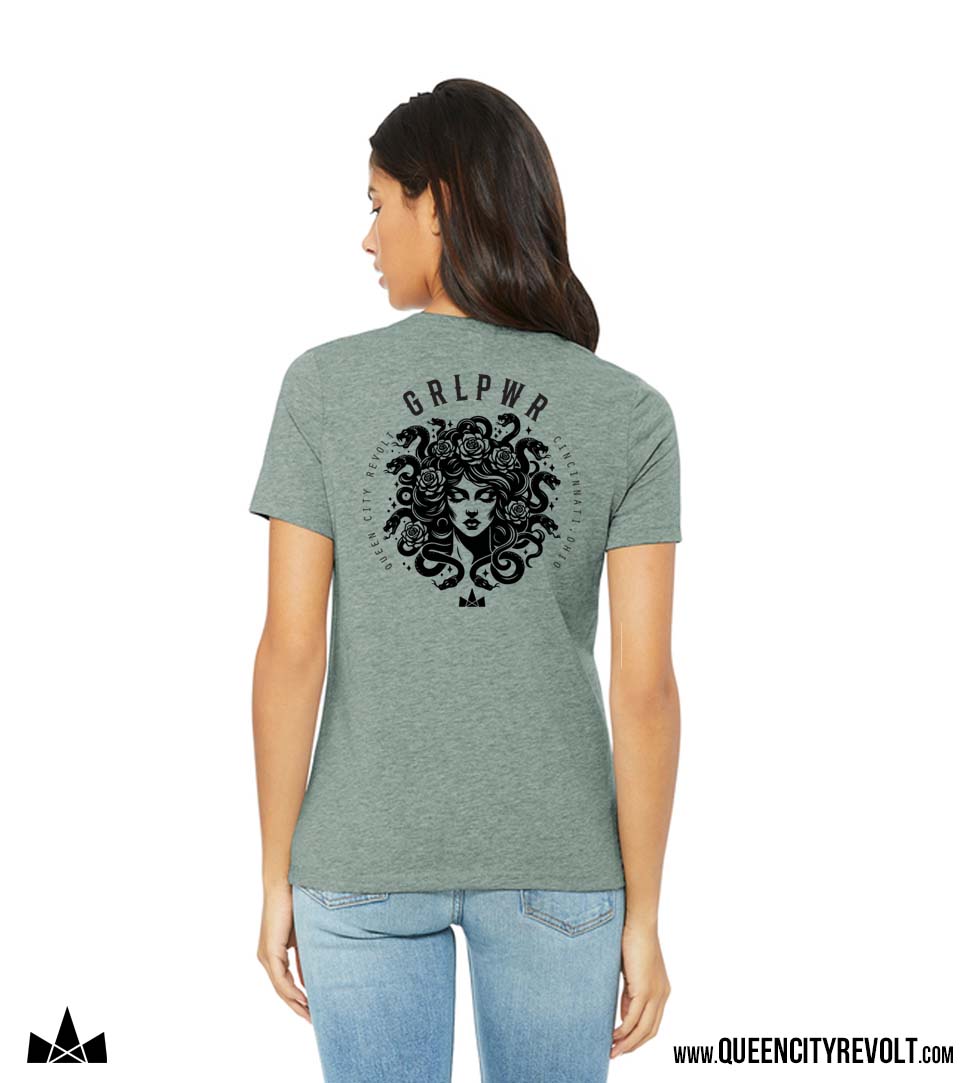 Women's Medusa Tshirt, Heather Sage
