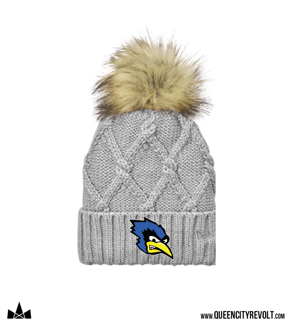 STJB Dry Ridge, Faux Fur Pom Knit Beanie, Grey