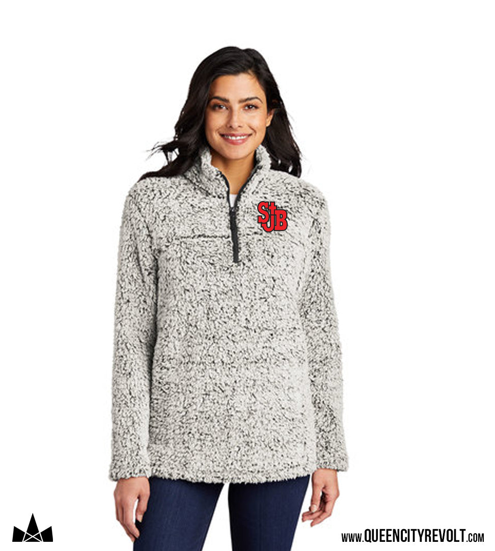 STJB Women's 1/4 Zip Sherpa, Grey Frost