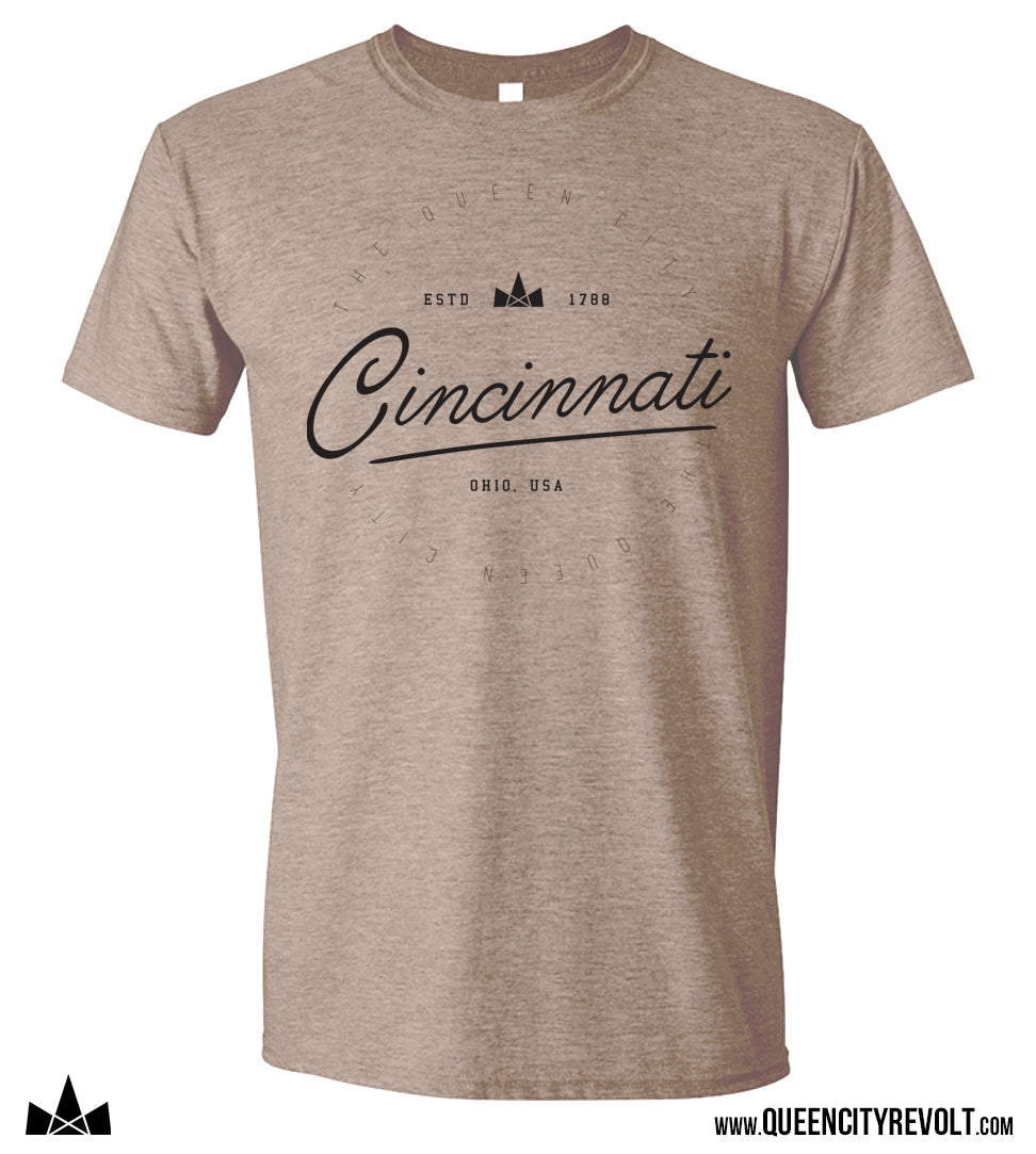 Cincinnati Script T-Shirt, Tan