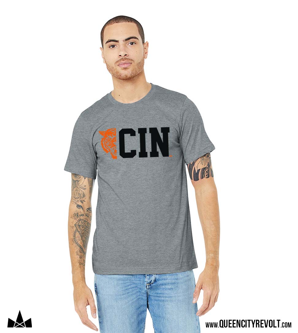 Cincinnati Football, CIN Tiger T-Shirt, Grey