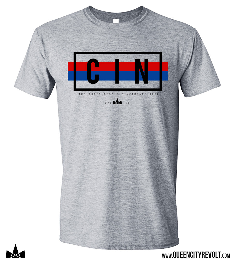 Cincinnati Red and Blue T-shirt, Grey