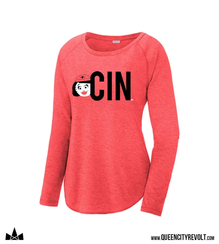 Cincinnati Baseball, Rosie CIN Longsleeve Tee, Red