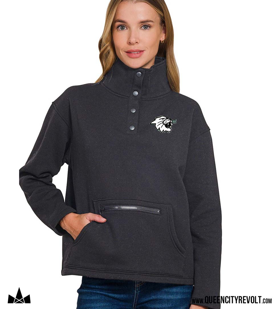 Harrison Women's Snap Front Sweatshirt, Black