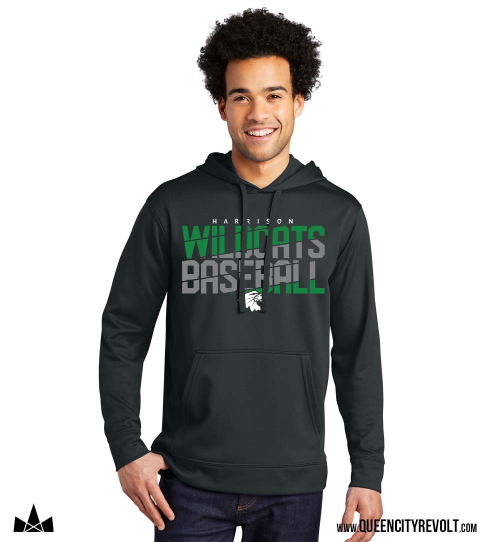 Harrison Baseball Adult Performance Hoodie, Black