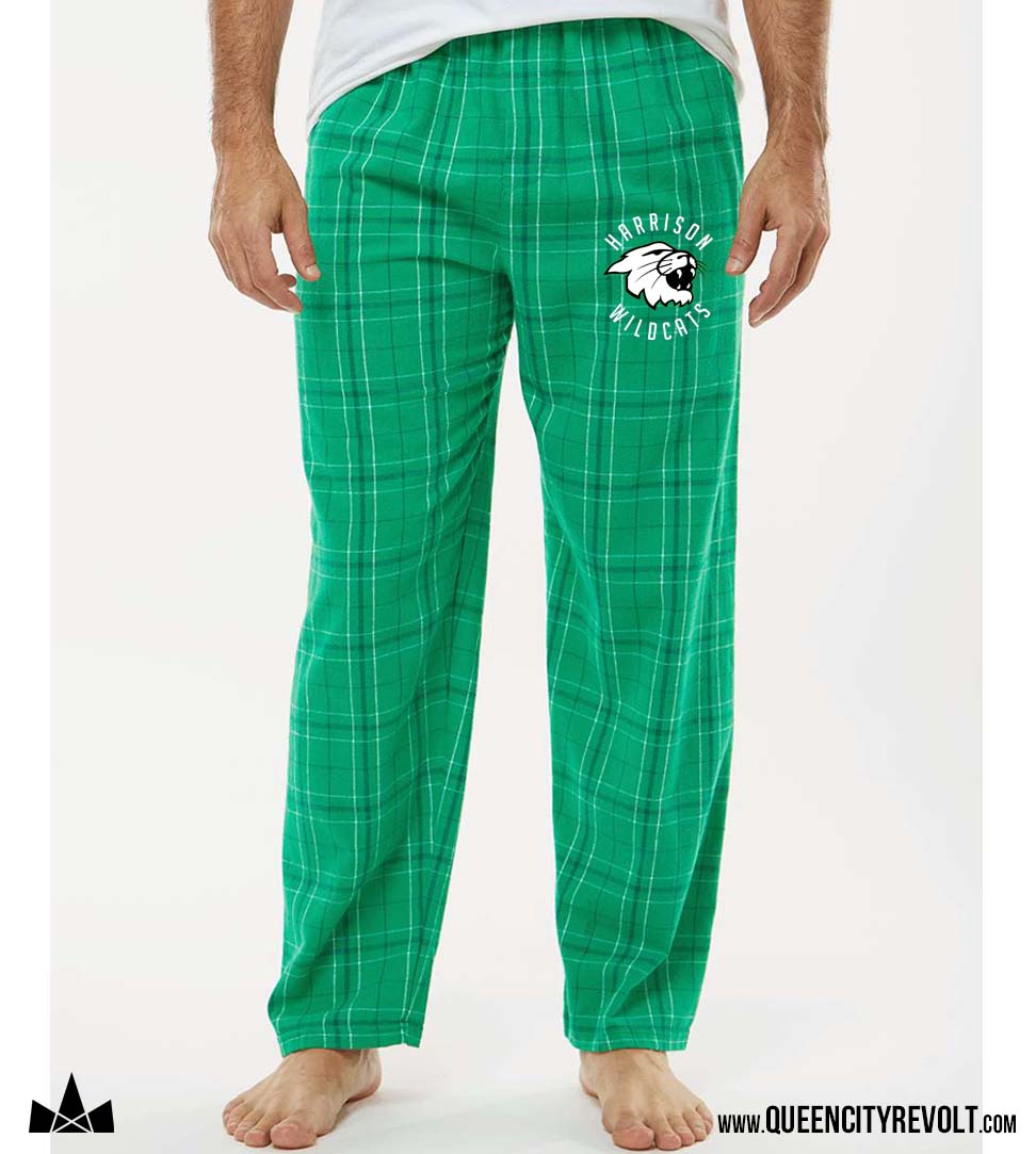 Harrison Adult Flannel Pajama Pants, Green/White