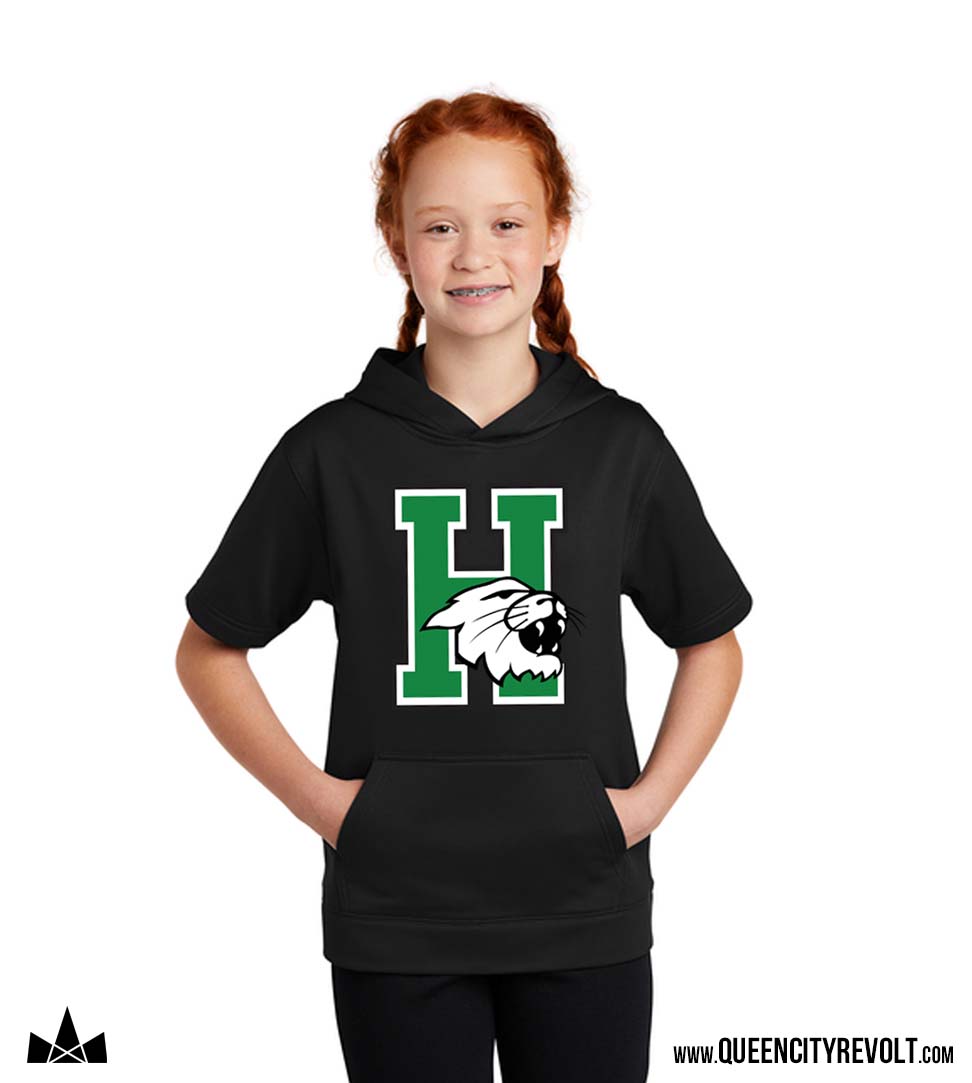 Harrison Youth Short Sleeve Performance Hoodie, Black