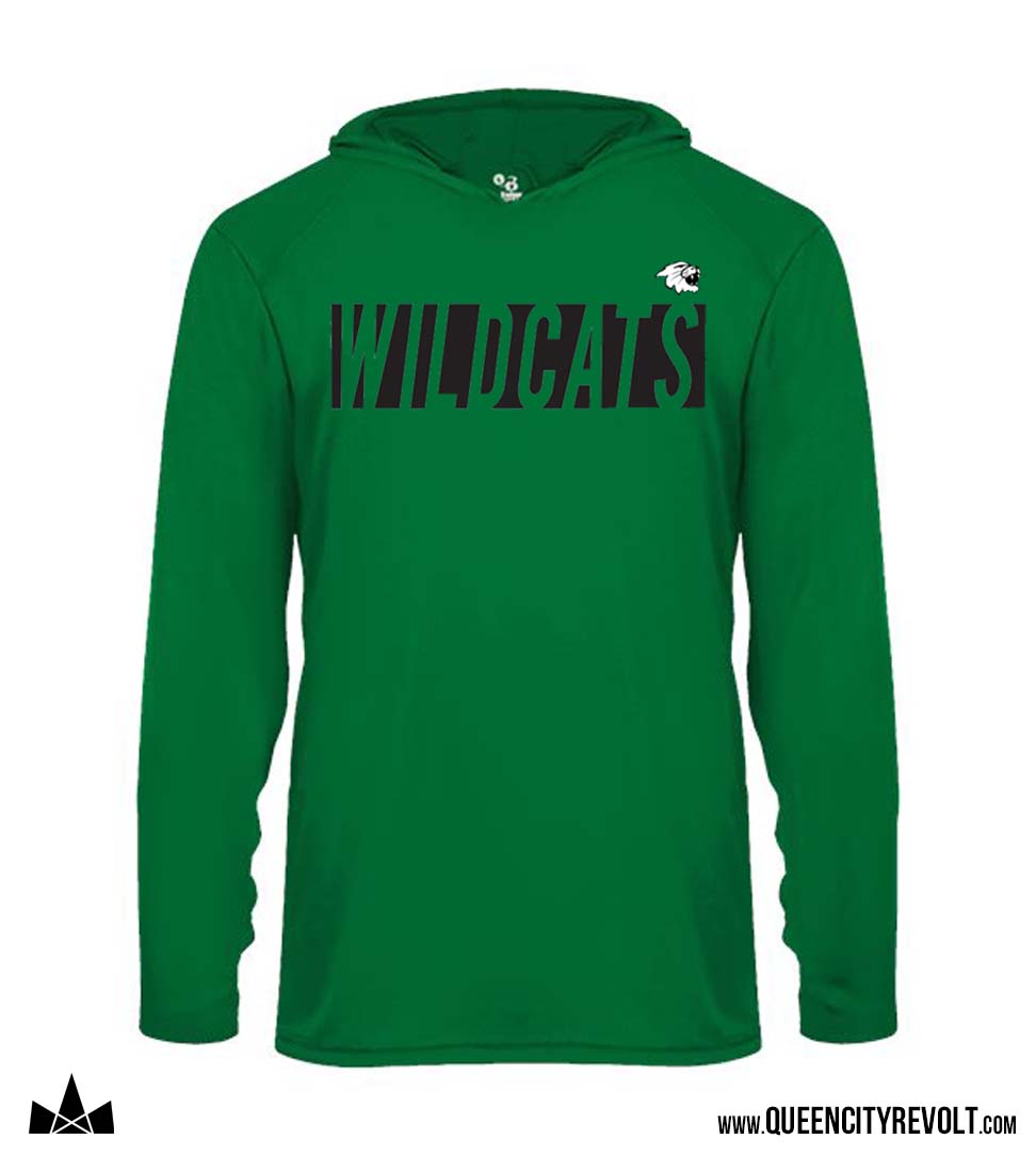 Harrison WILDCATS Youth Performance Longsleeve Hoodie, Green