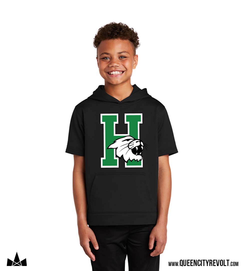 Harrison Youth Short Sleeve Performance Hoodie, Black
