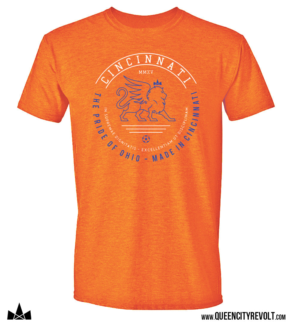 Cincinnati Soccer, Circle Crest T-Shirt, Heather Orange