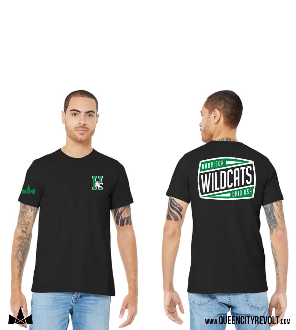 Harrison Wildcat Adult Tshirt, Black