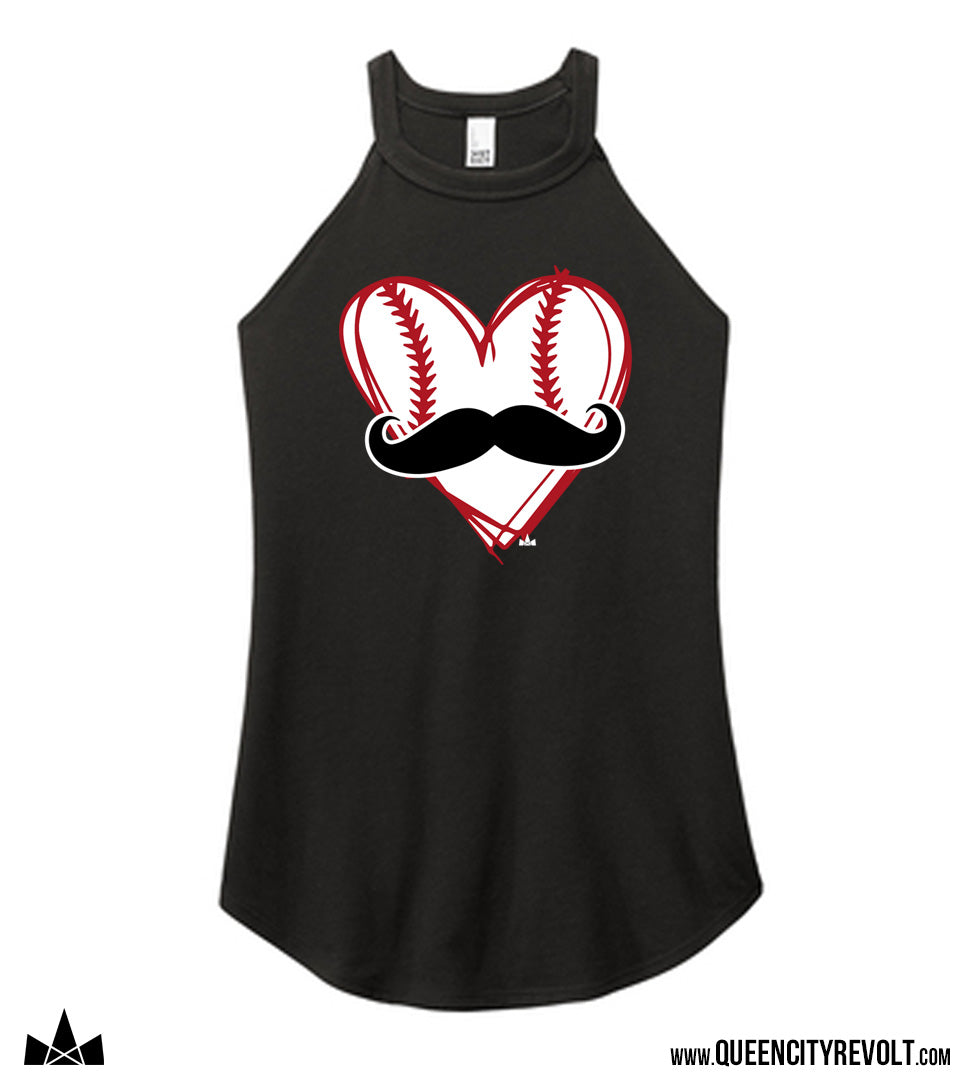 Cincinnati Baseball, Heart Mustache Tank, Black
