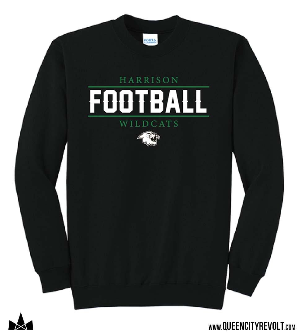 Harrison Football Adult Crew Sweatshirt, Black / HYF