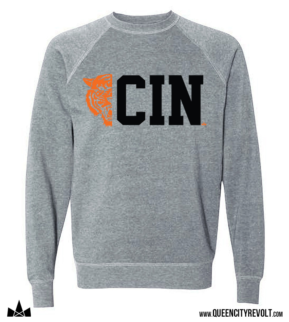 Cincinnati Football, CIN Crew Sweatshirt, Grey