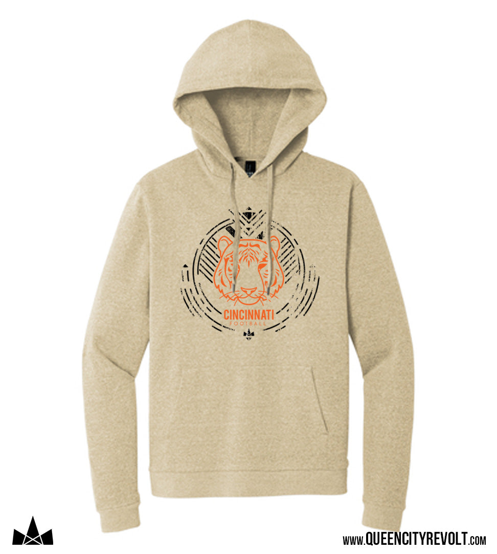 Cincinnati Football, Circle Hoodie, Oatmeal Heather