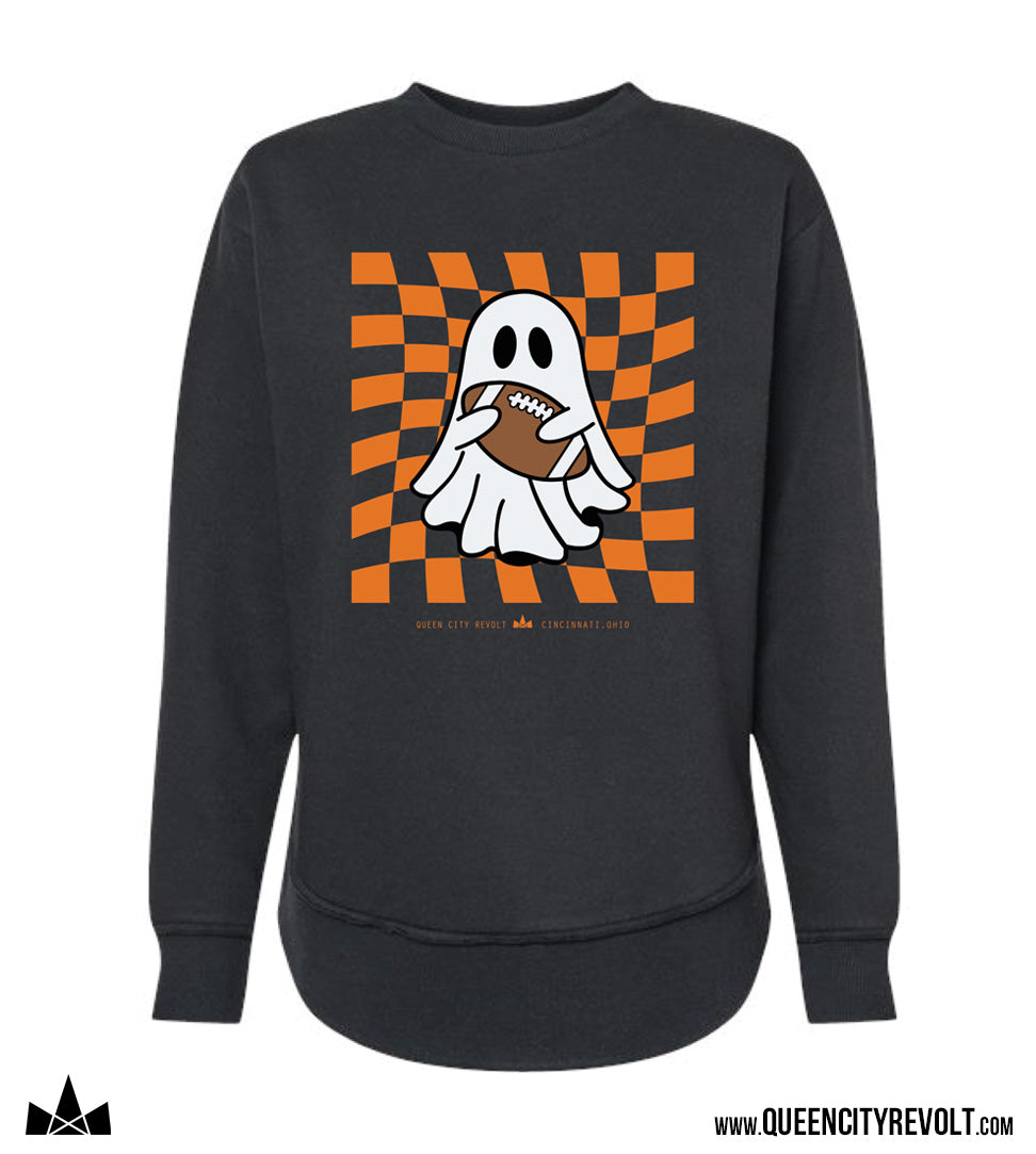 Cincinnati Football, Ghost Women's Crew Sweatshirt, Black