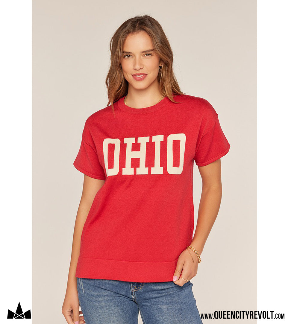 Women's Ohio Short Sleeve Sweater, Red
