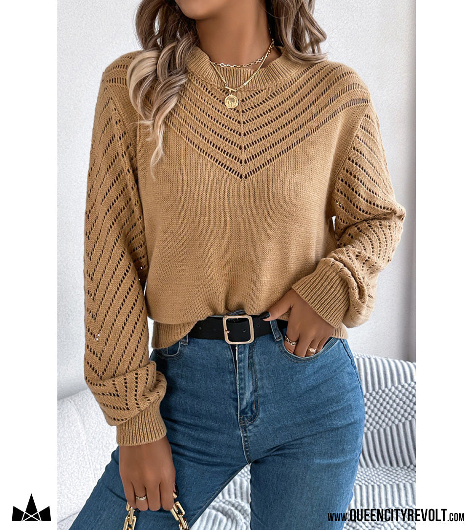 Women's Knit Sweater, Tan