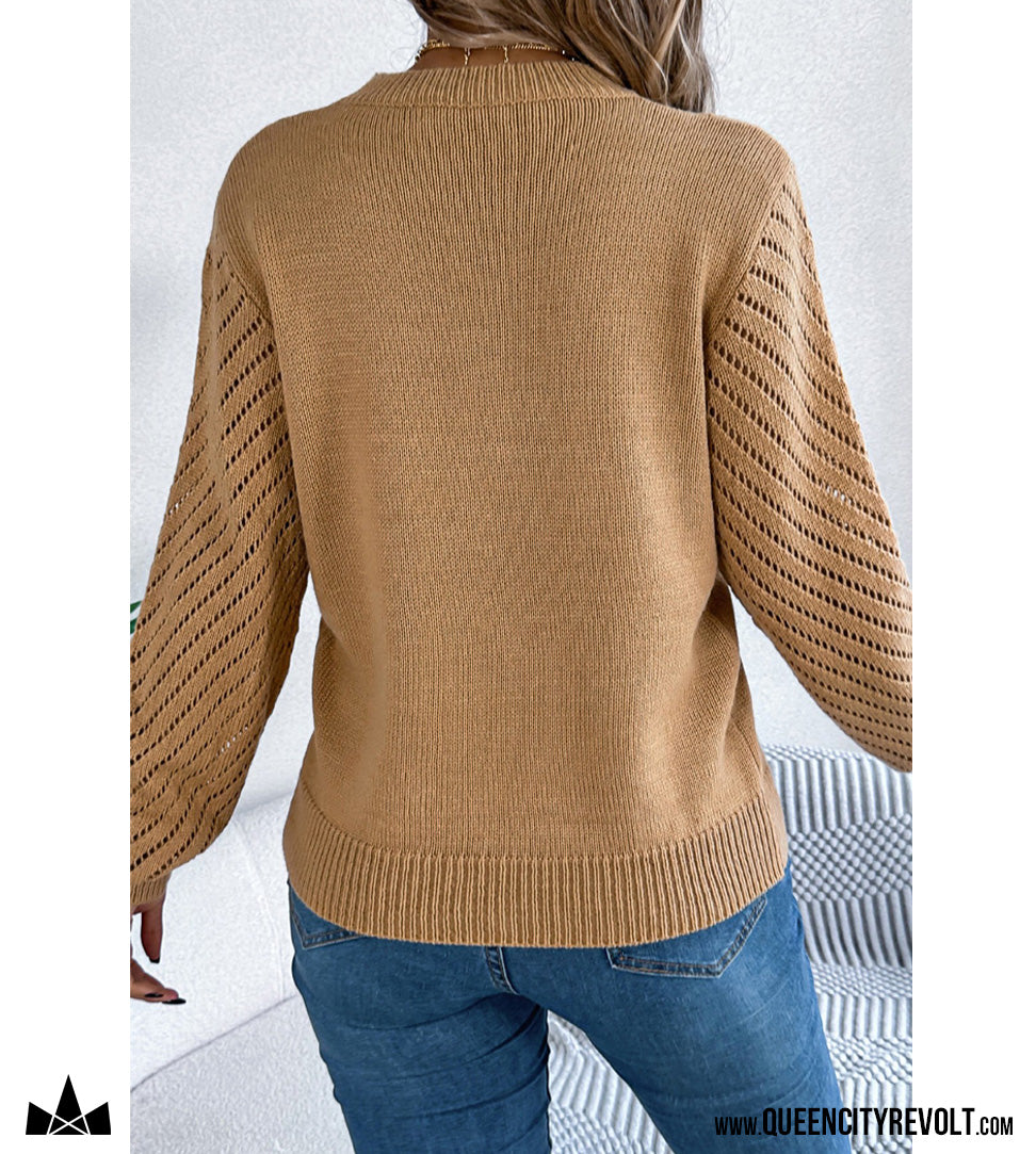 Women's Knit Sweater, Tan