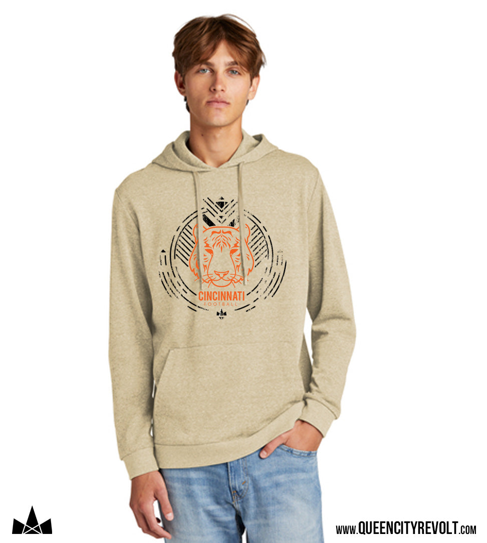 Cincinnati Football, Circle Hoodie, Oatmeal Heather
