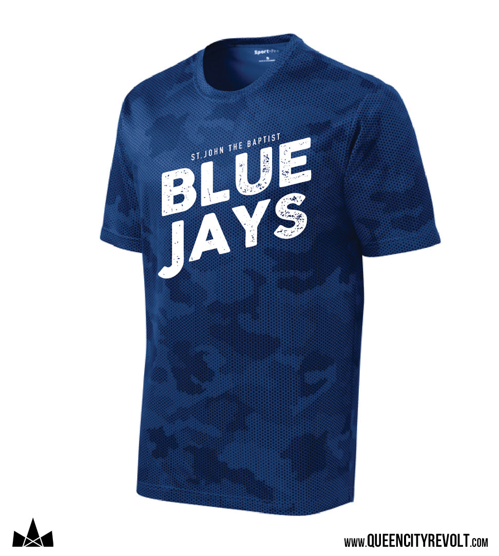 PRESALE Bluejays Youth Performance Camo Tshirt, Blue