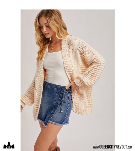 Women's Cable Knit Sweater, Ivory