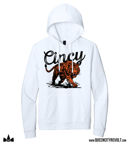 Cincinnati Football, White Tiger Hoodie, White