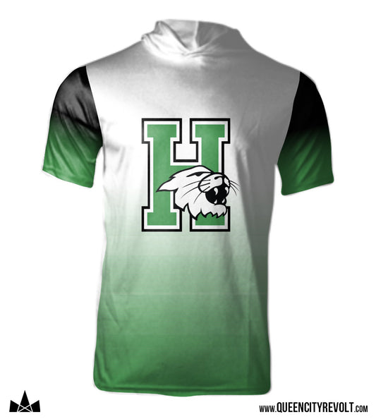 Harrison Youth Performance Short Sleeve Hoodie, Green/White