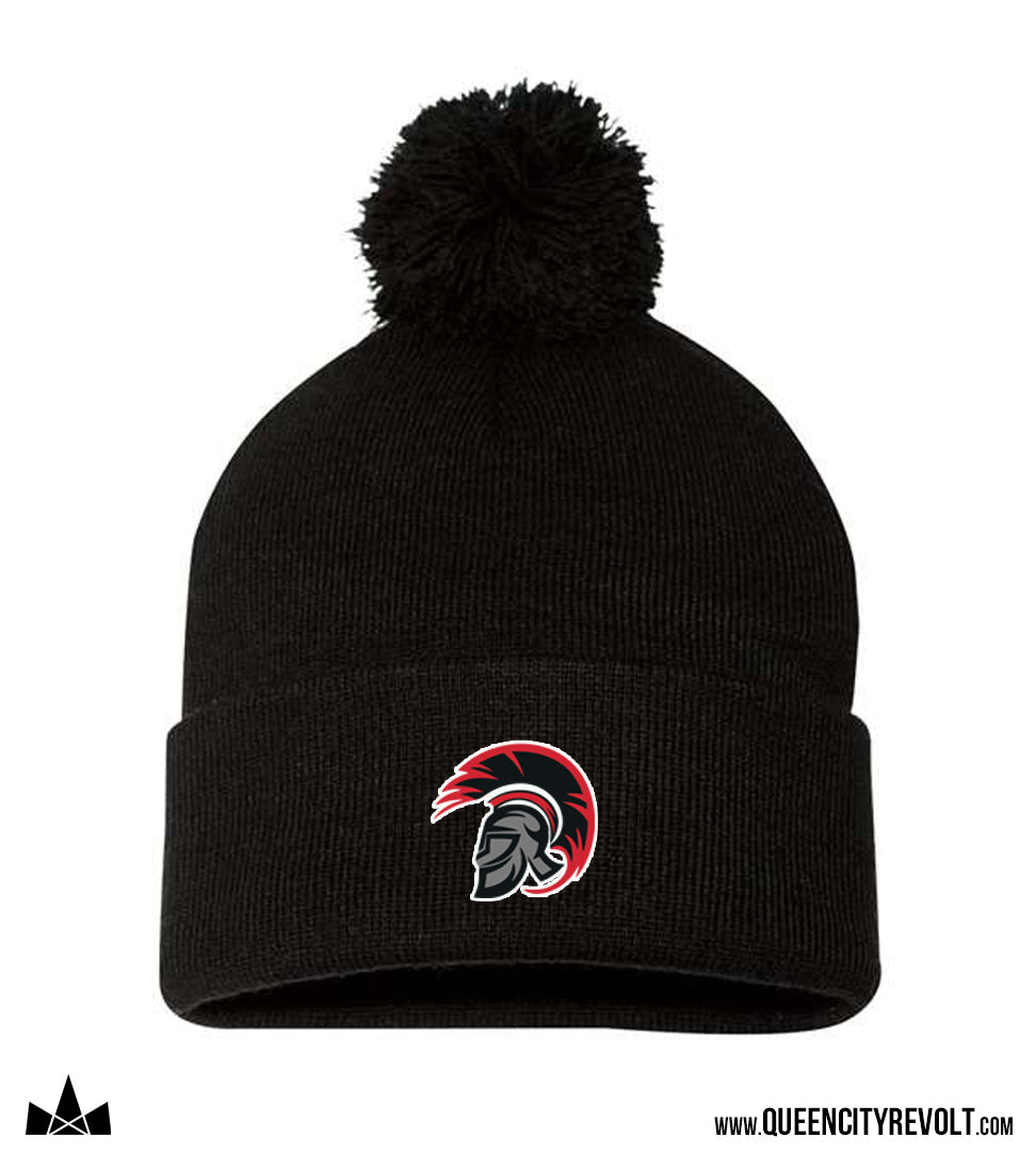 East Central Knit Cuff Pom Beanie, Black