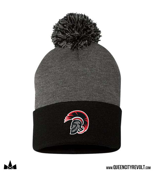 East Central Knit Cuff Pom Beanie, Black/Grey