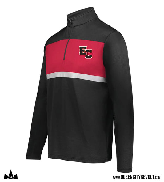 East Central Adult Prism 1/4 Zip Pullover, Black/Red