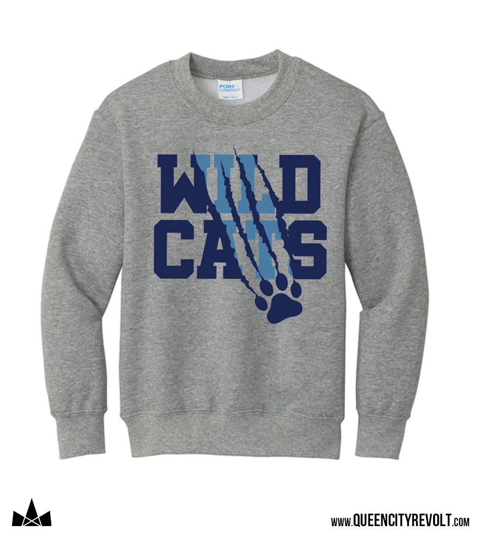 Franklin County Youth Wildcat Scratch Crew Sweatshirt, Grey