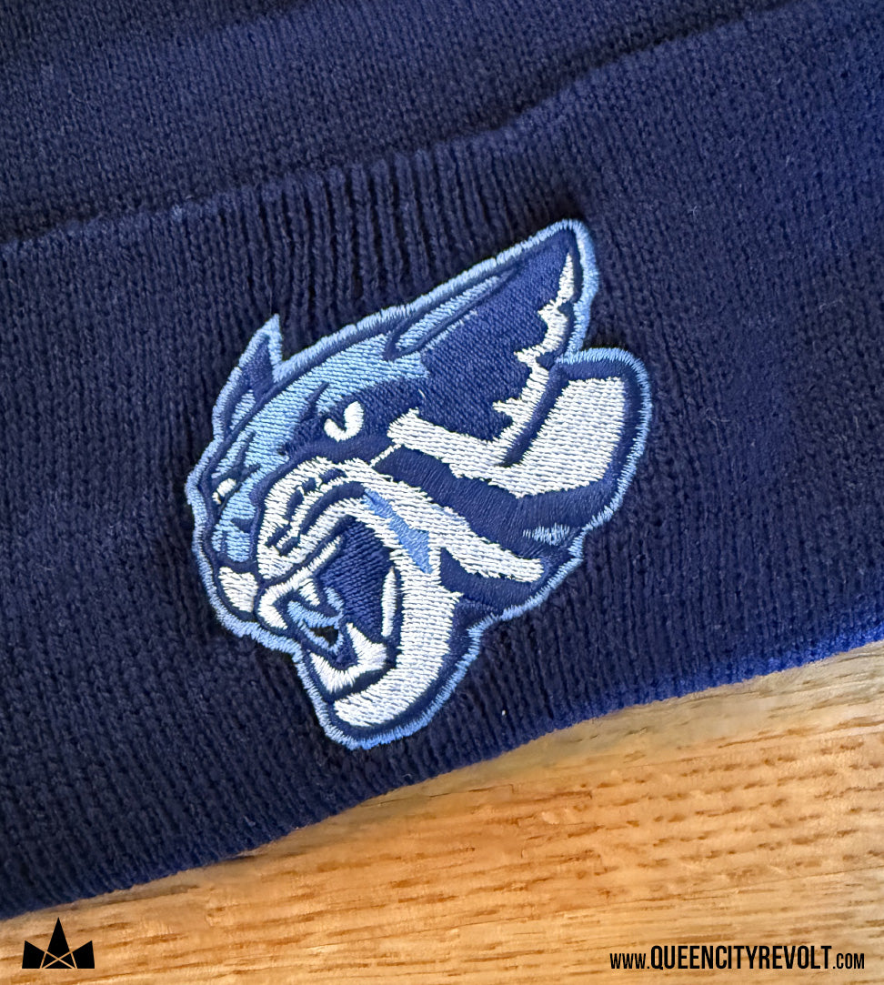 Franklin Co, Knit Cuff Pom Beanie, Navy