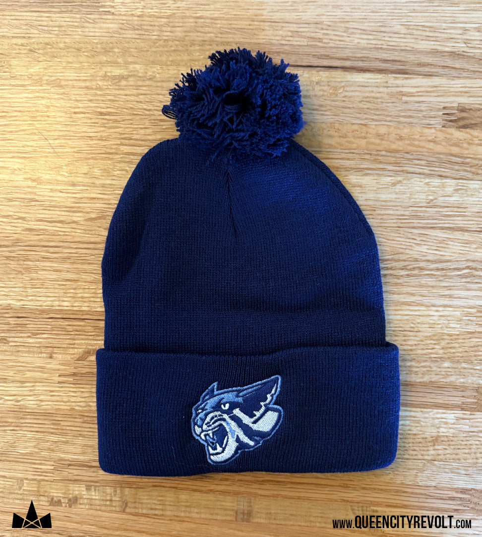 Franklin Co, Knit Cuff Pom Beanie, Navy