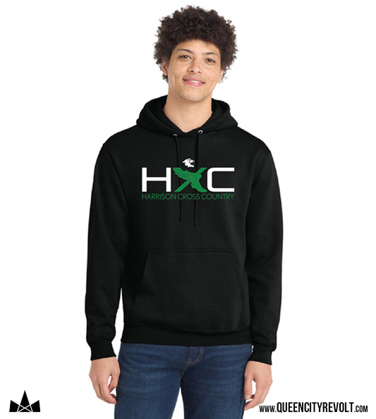 Harrison Cross Country Adult Fleece Hoodie, Black
