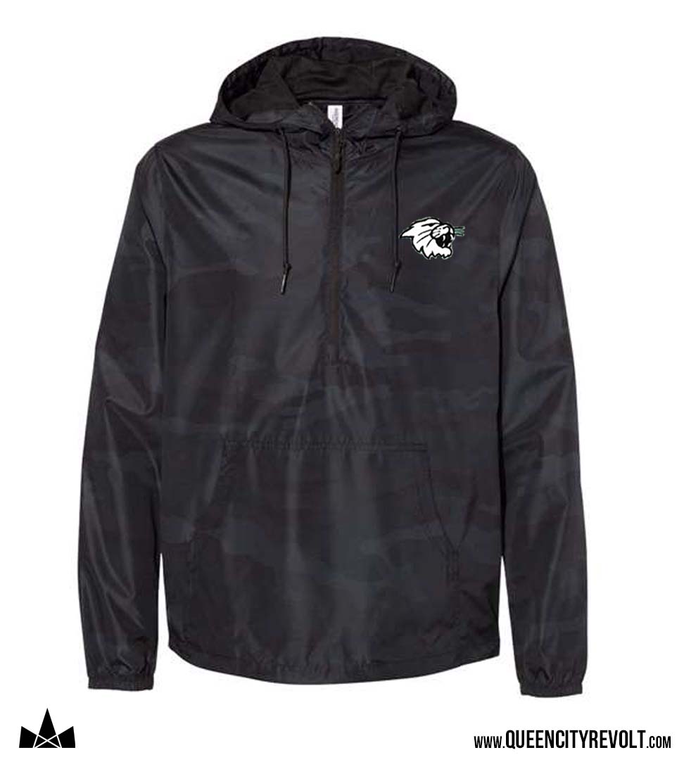 Harrison Adult 1/4 Zip Windbreaker, Black Camo