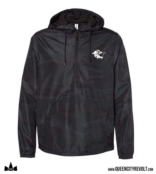 Harrison Adult 1/4 Zip Windbreaker, Black Camo