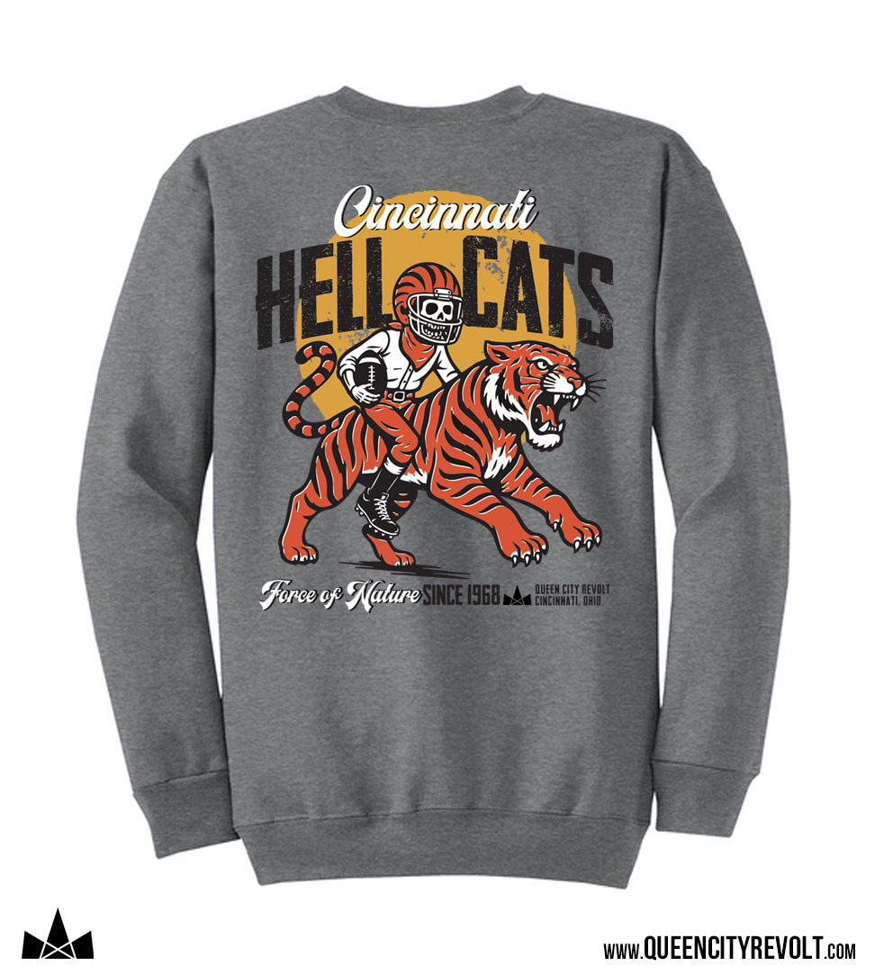 Cincinnati Football, Hell Cats Crew Sweatshirt, Grey