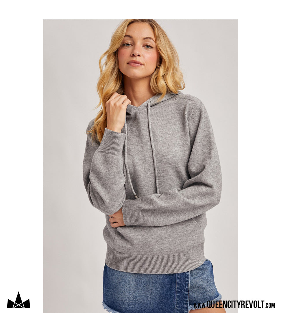 Women's Knit Sweater Hoodie, Oatmeal