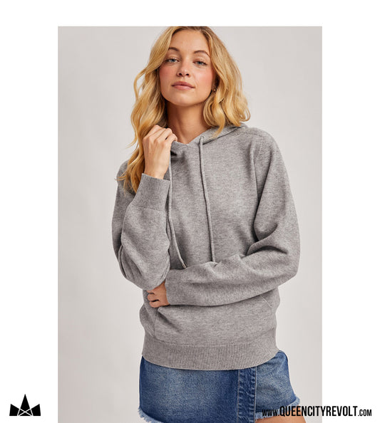Women's Knit Sweater Hoodie, Oatmeal