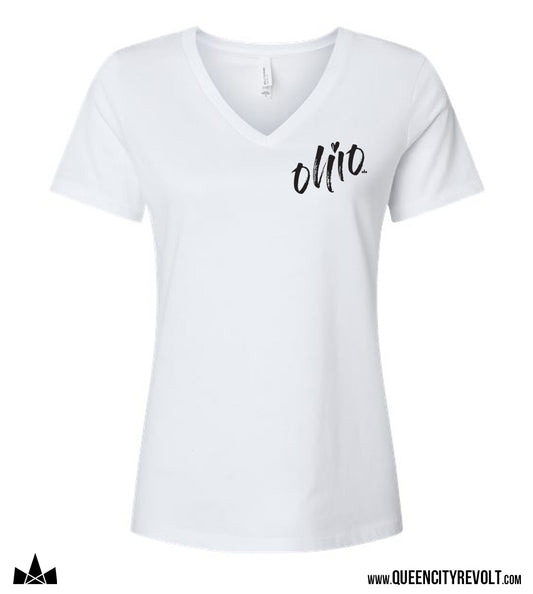 Ohio Heart Women's V-Neck T-Shirt, White