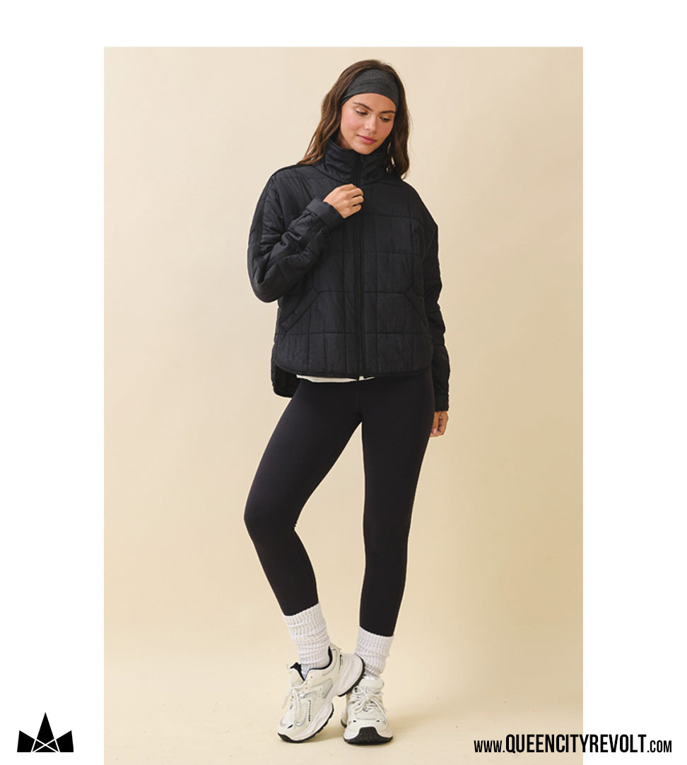 Boxy Puffer Jacket, Black