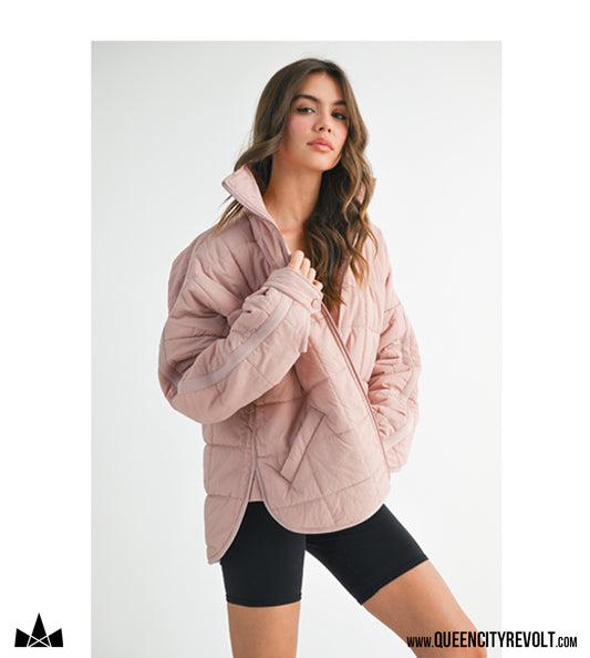 Boxy Puffer Jacket, Mauve